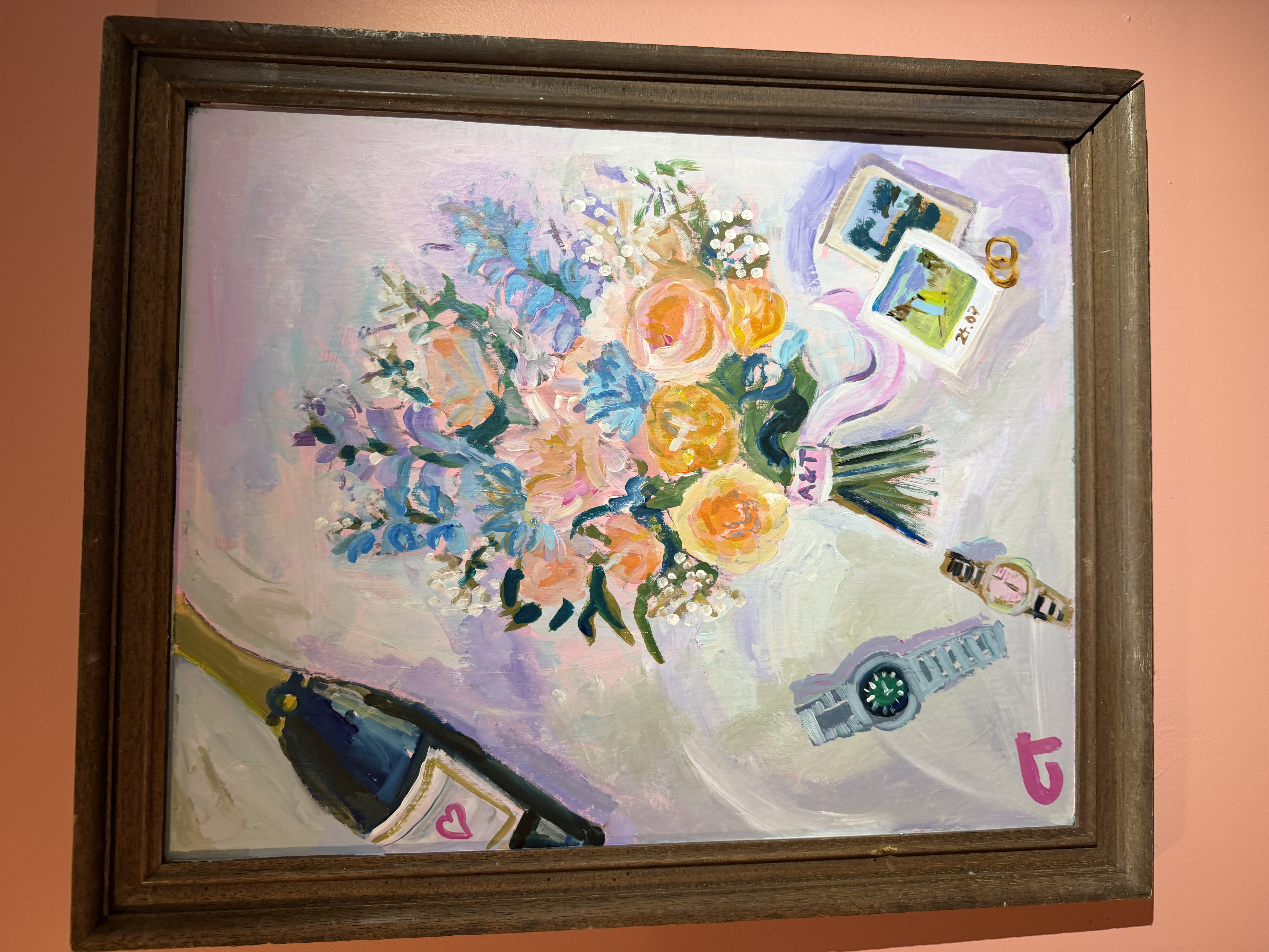 Peintre mariage bouquet de fleurs
